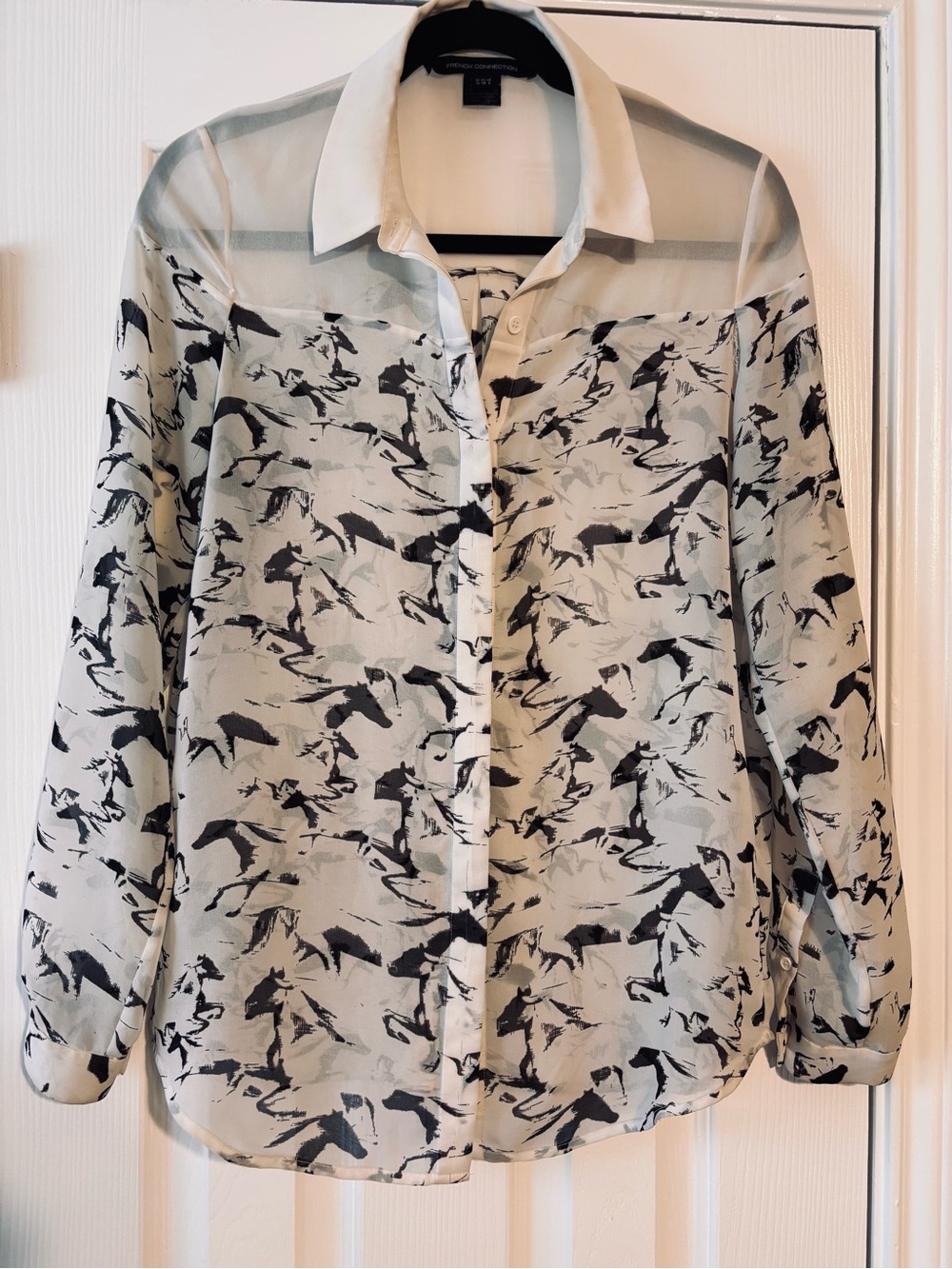 French Connection Sheer Horse Print Blouse Size 6 (S) Lightweight Top